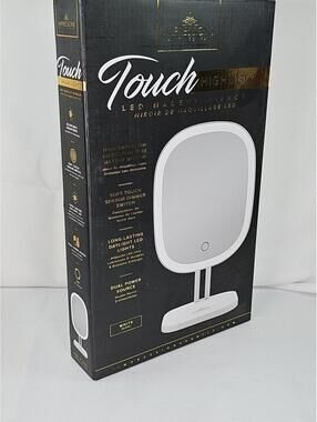New Impressions Vanity Touch Highlight White LED MakeUp Mirror 7x12x5in NIB